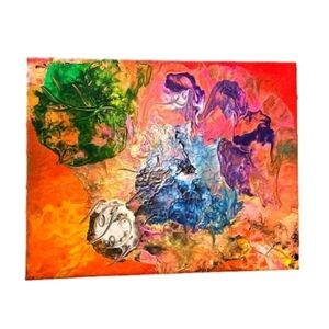 Original Abstract Acrylic Pour Painting  Upcycled Canvas Healing Art Wall Decor